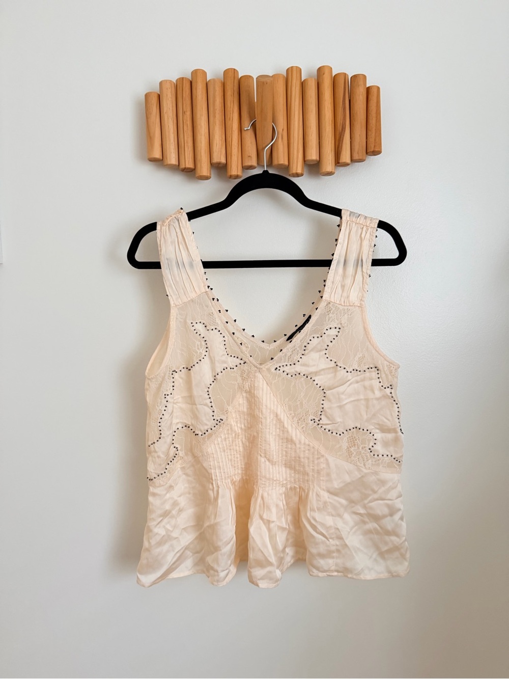 Zara Cream Eyelet Peplum Camisole